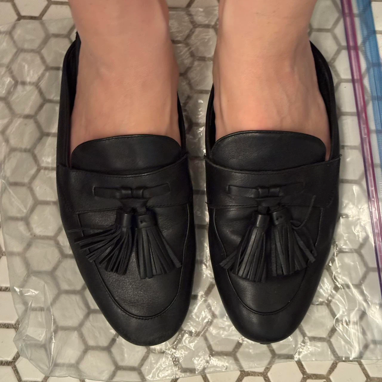 Sam Edelman Black Leather Tassel Mules