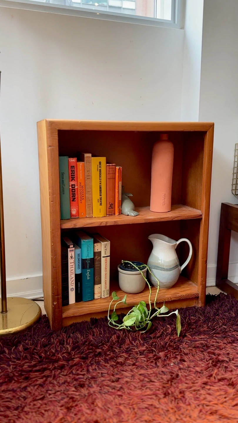 Solid Wood Mid-Century Mini Bookcase