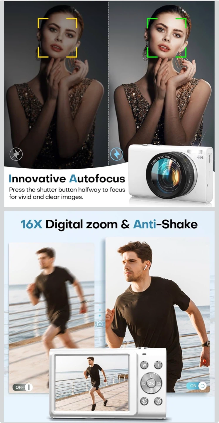 White 4K Digital Camera with 64MP and Wide-Angle Lens - photo 3