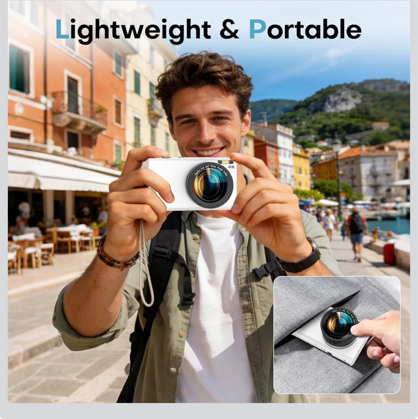 White 4K Digital Camera with 64MP and Wide-Angle Lens - photo 5