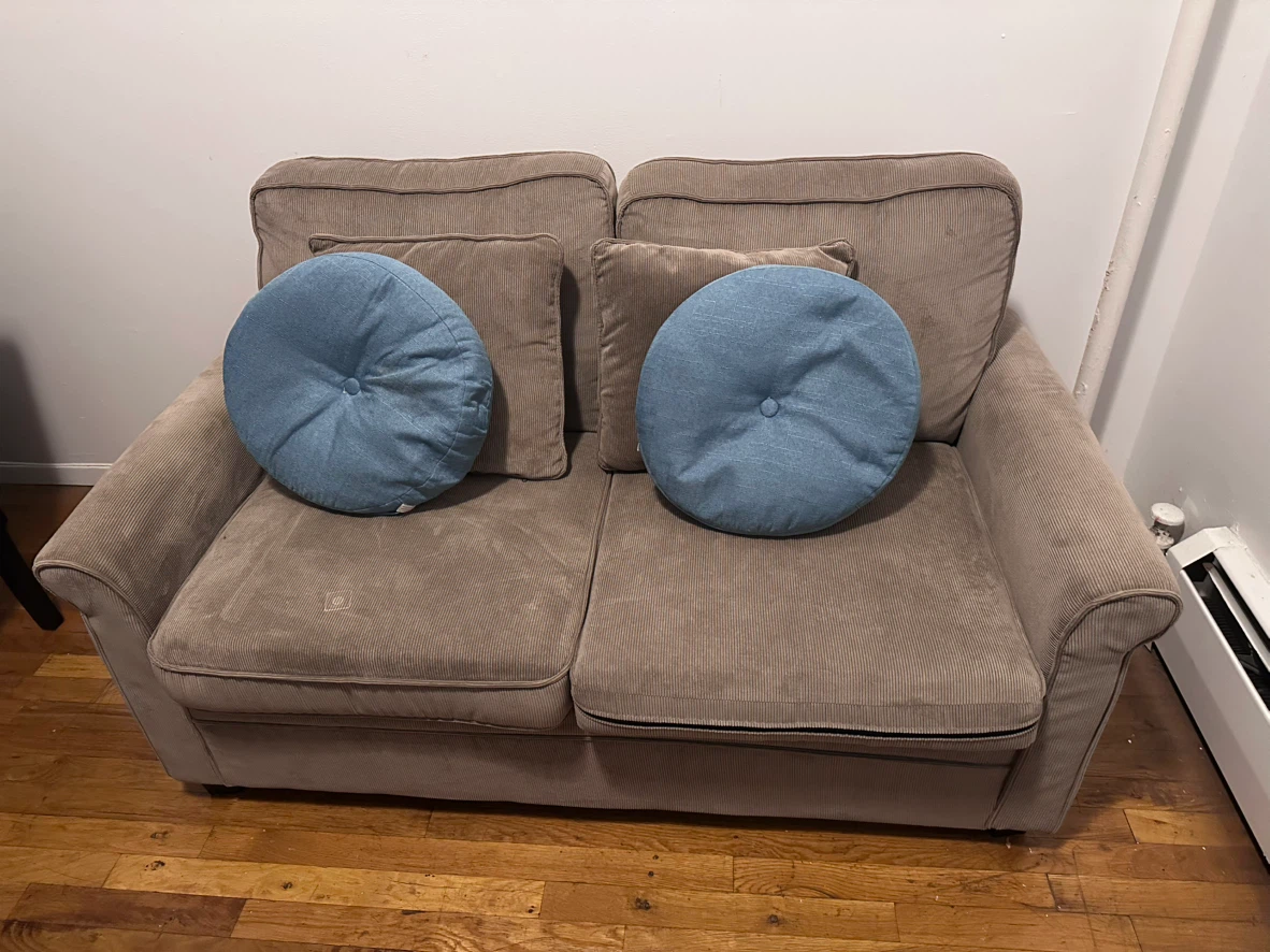 Sofa Bed with Blue Accent Pillows