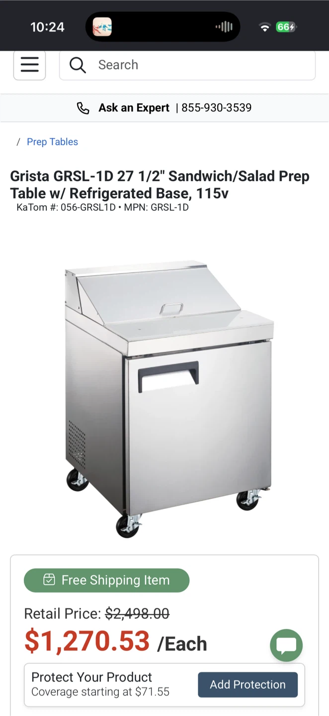 Grista GRSL-1D 27 1/2" Sandwich  Prep Table w/ Refrigerated 115v - photo 2