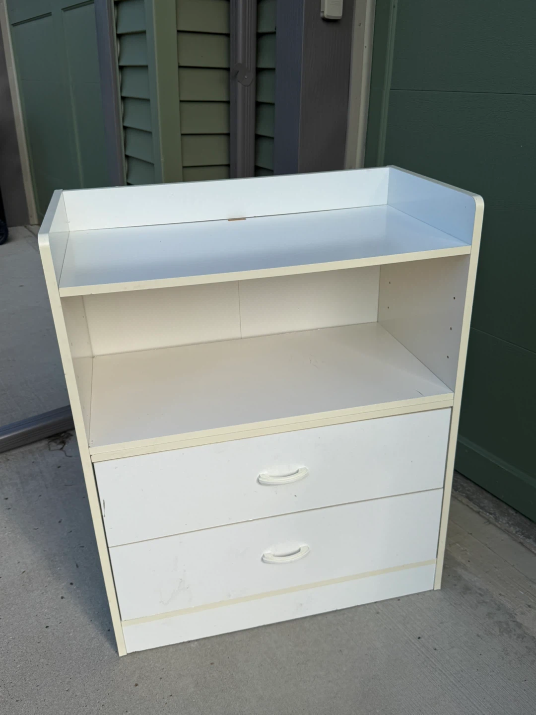 White 2-Drawer Shelf Unit