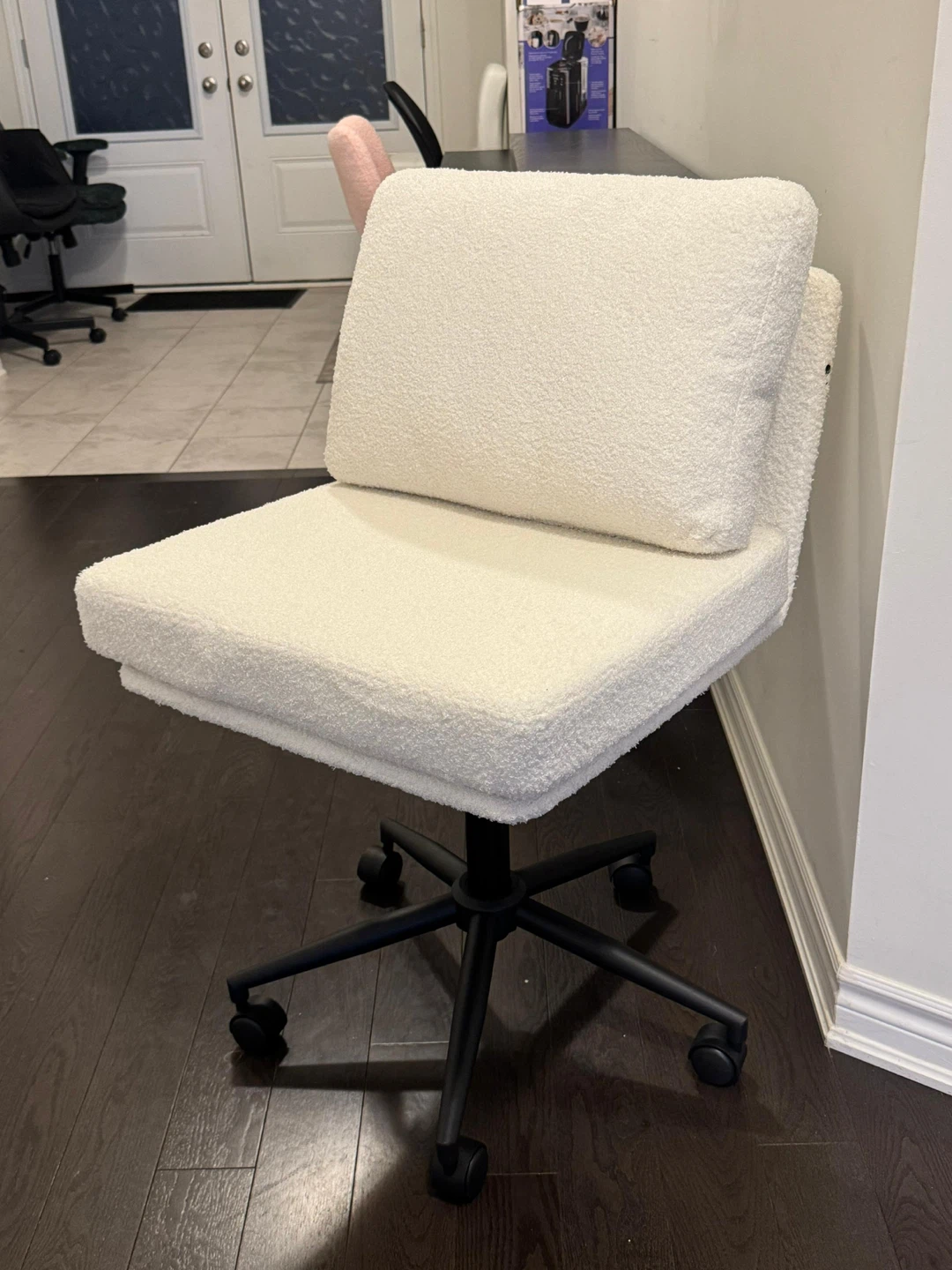 White Boucle Office Chair
