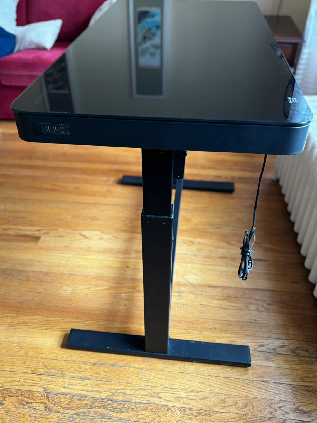 Black Adjustable Standing Desk with USB Ports