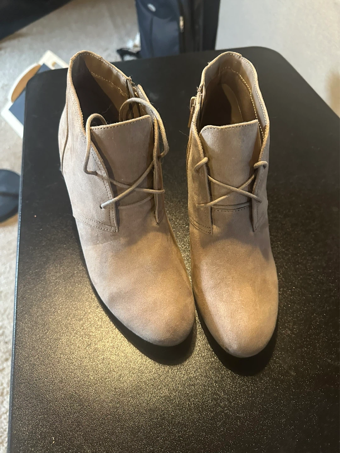 Tan Suede Wedge Ankle Boots - photo 2