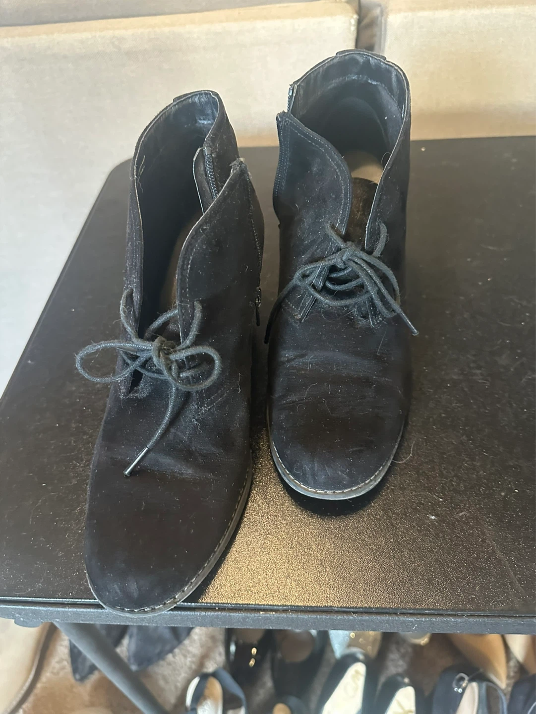 Black Suede Wedge Ankle Boots - photo 2