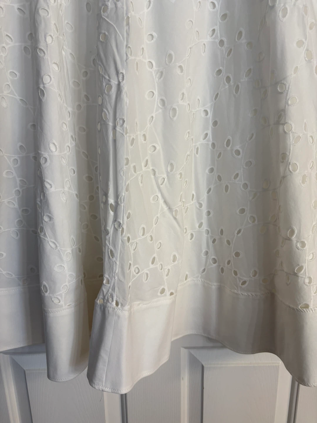 ZARA White Embroidered Eyelet Midi Skirt - XL - photo 2