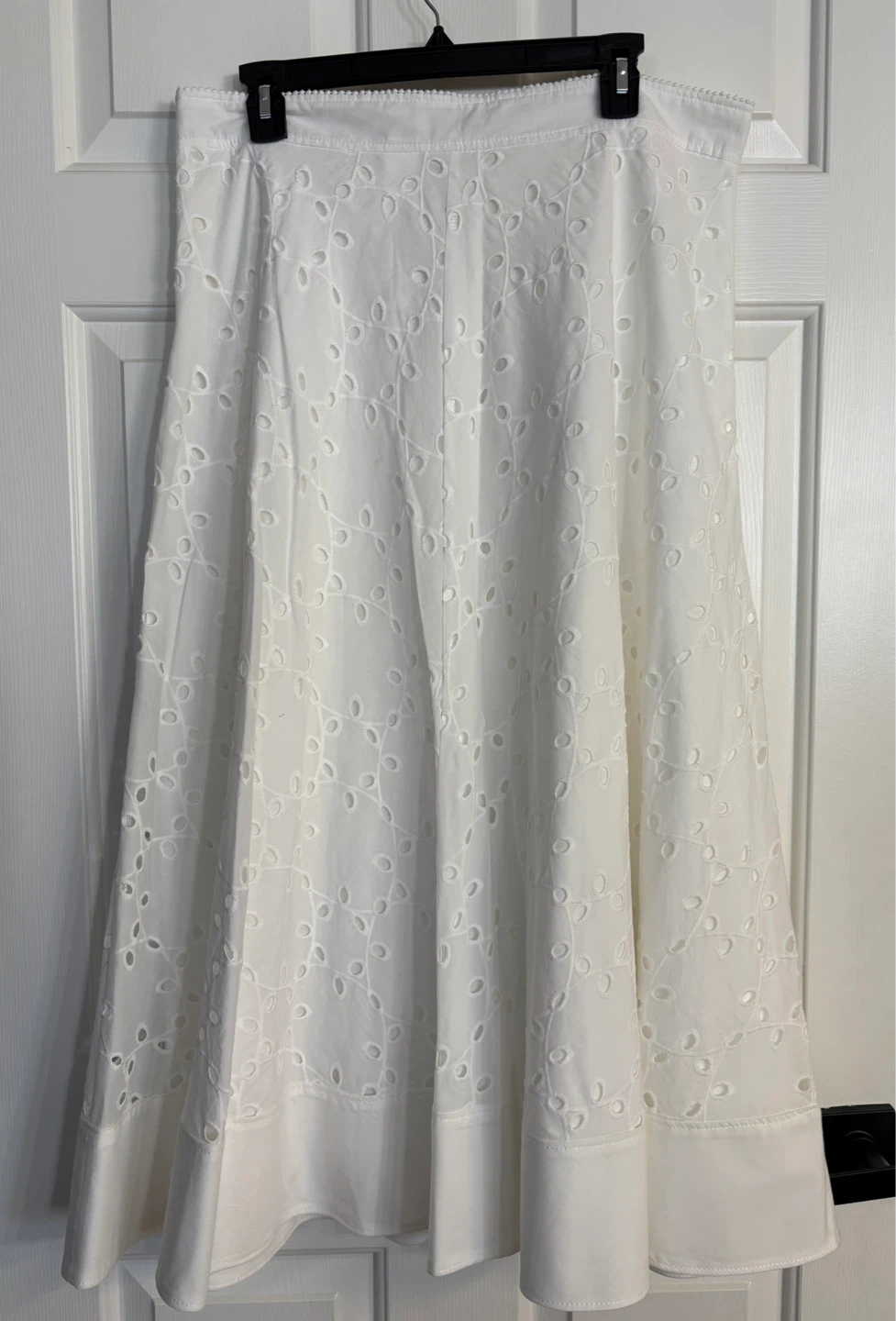 ZARA White Embroidered Eyelet Midi Skirt - XL - photo 5