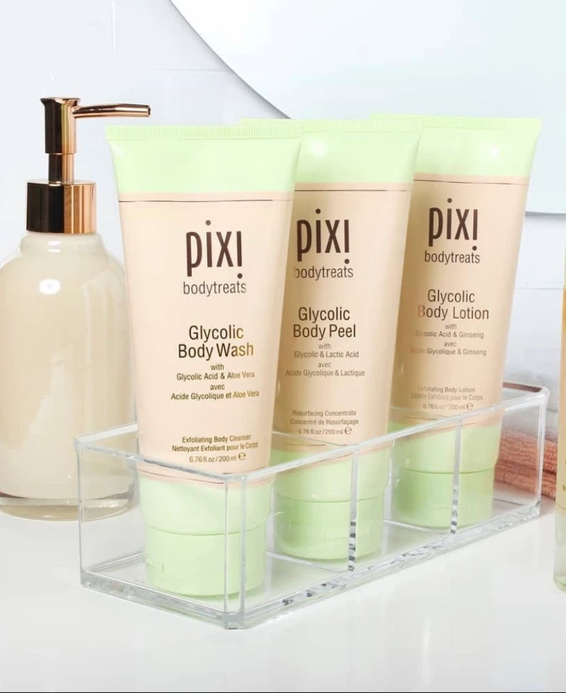 3pc Pixi Beauty Glycolic Body Wash, Peel & Lotion FULL SIZE