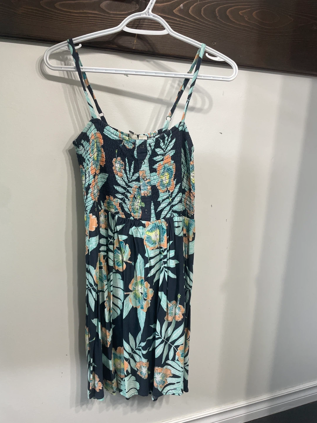 Roxy Tropical Print Smocked Dress Size S