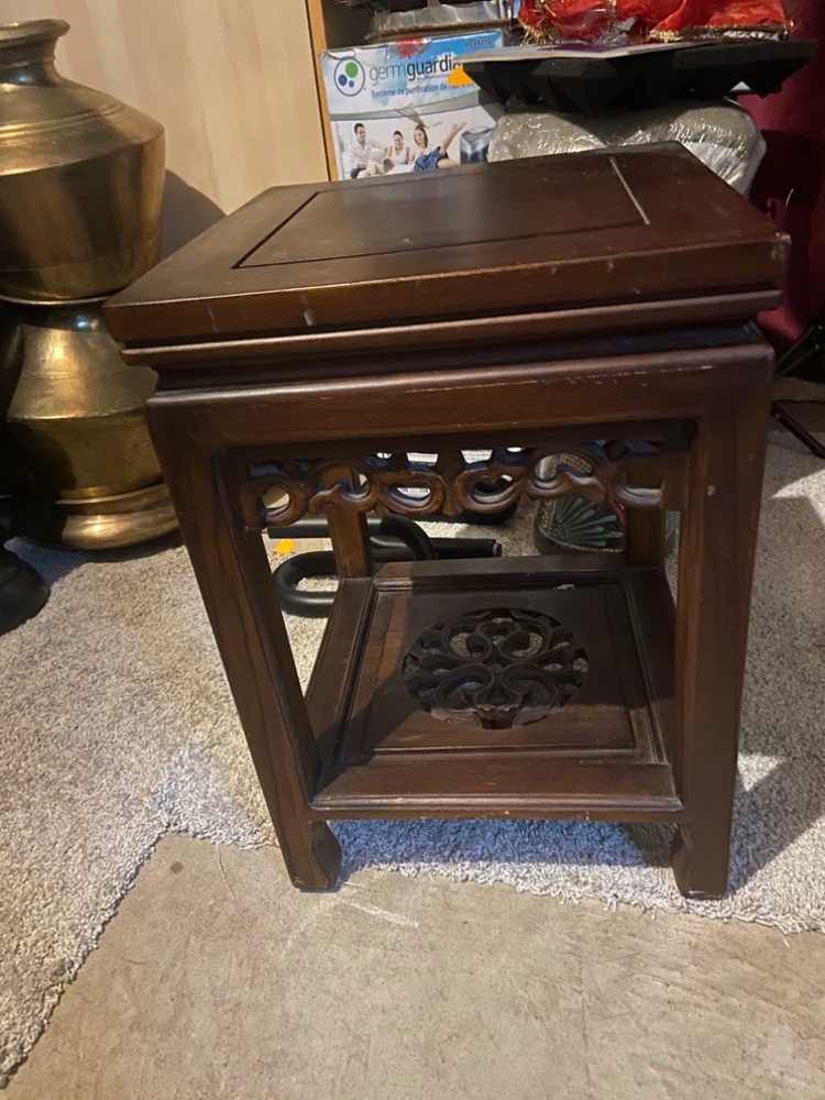 Wooden Accent Table with Carved Detailing