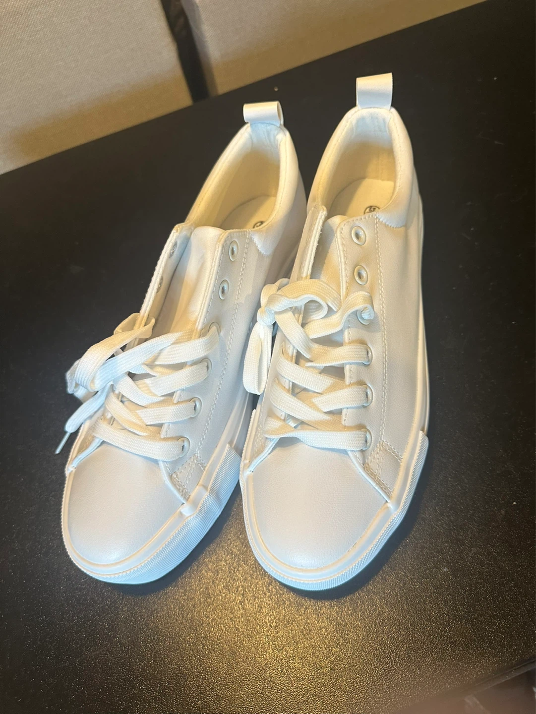 White Lace-Up Platform Sneakers - photo 2