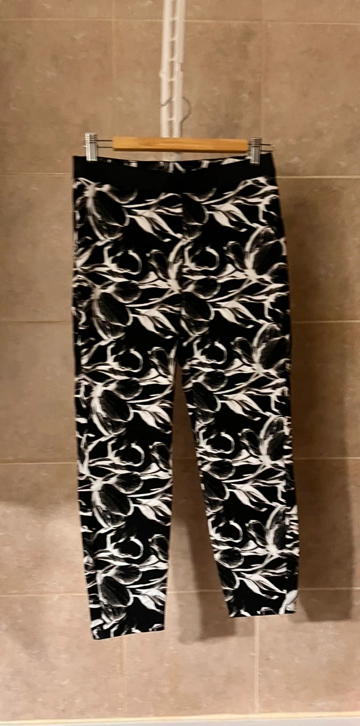 Stretchy Black and White Floral Pants