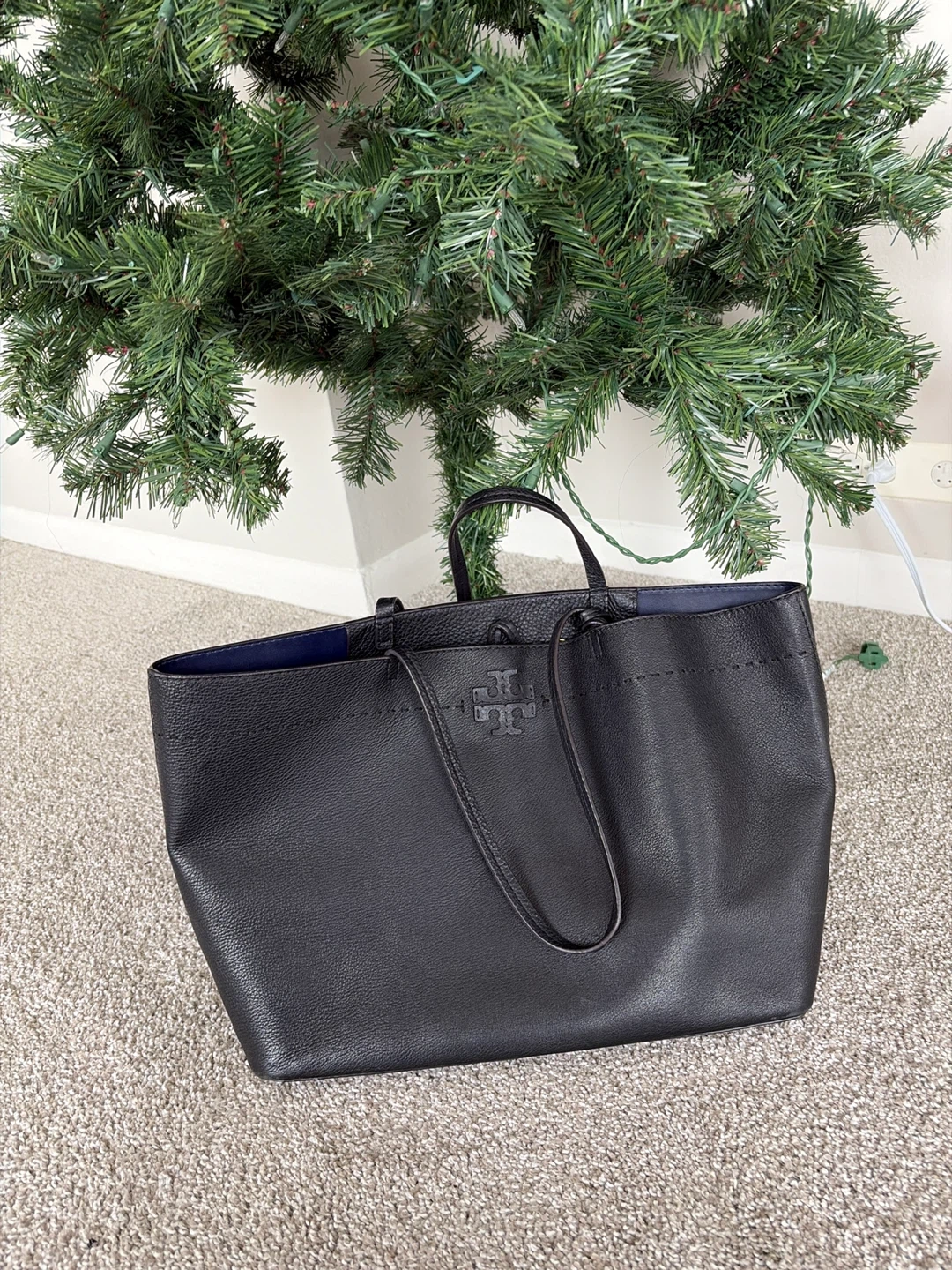 Tory Burch Black Leather Tote Bag
