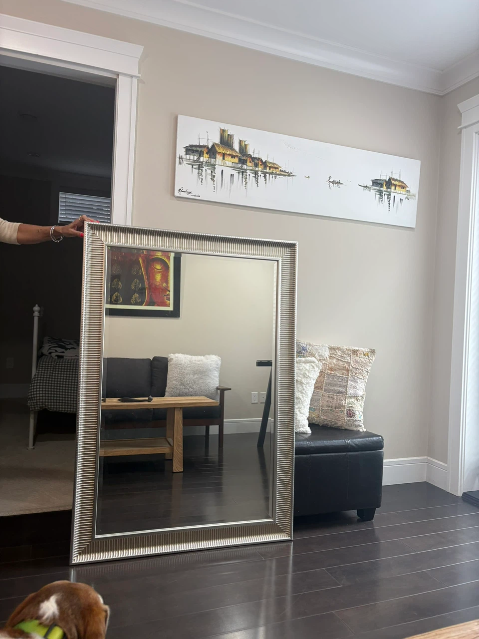 Large Rectangular Wall Mirror with Silver Frame