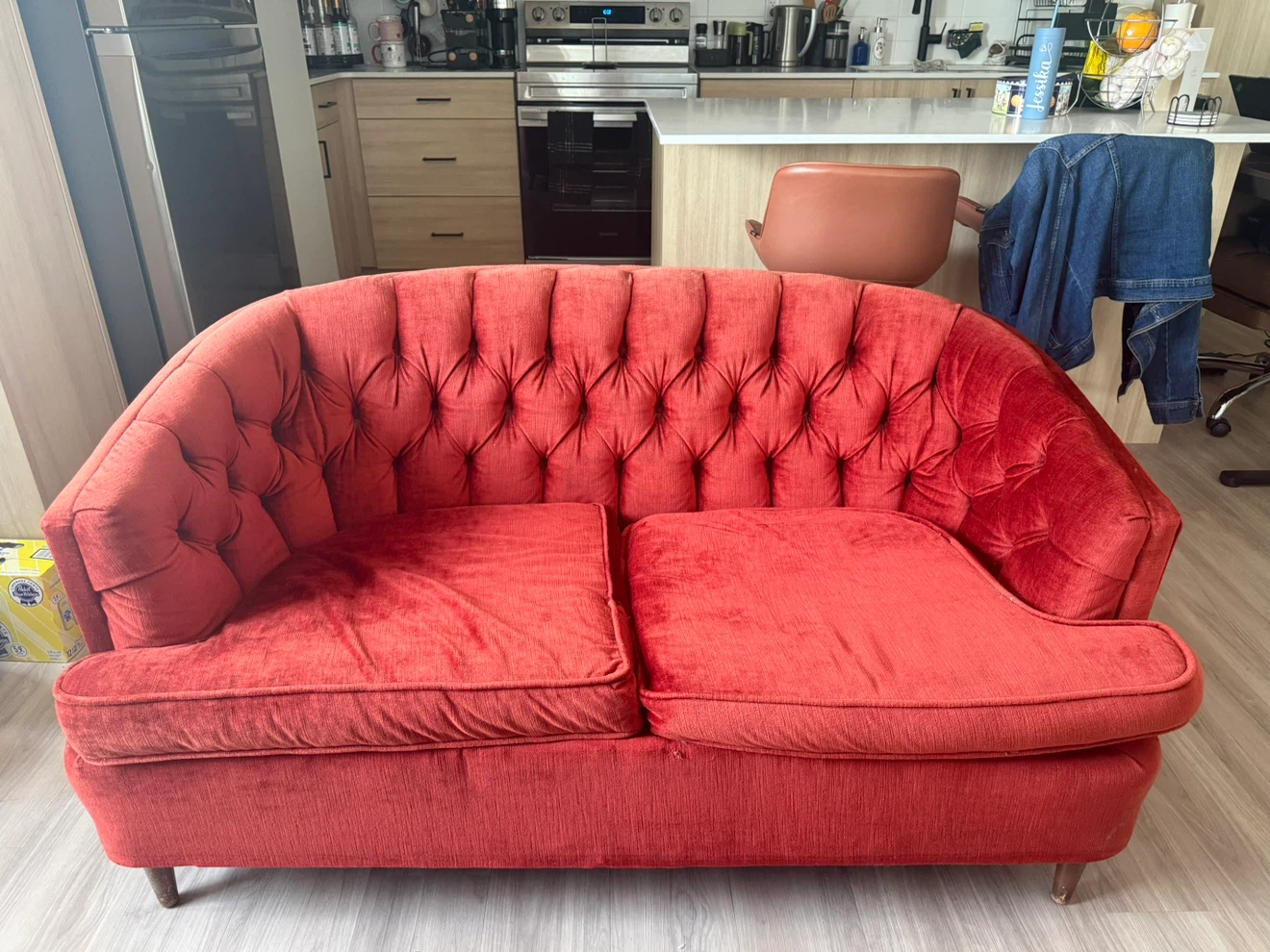 Red Vintage Style Sofa and Love Seat Set - photo 2