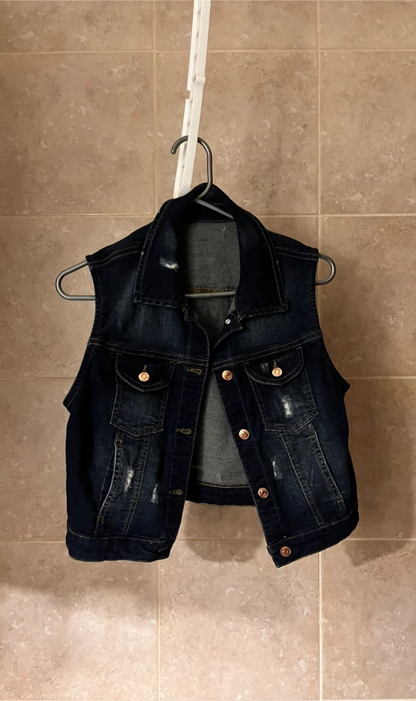 Distressed Denim Vest