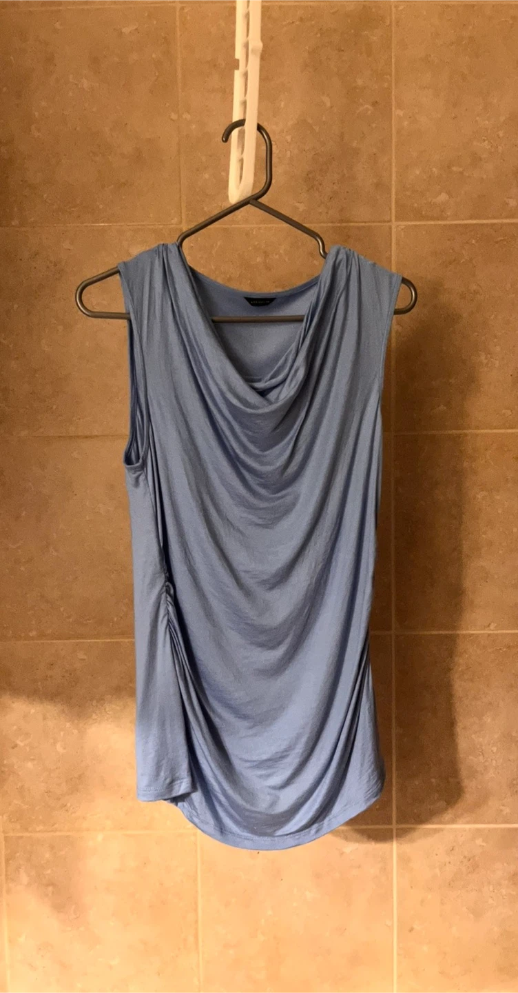 Light Blue Sleeveless Drape Neck Top