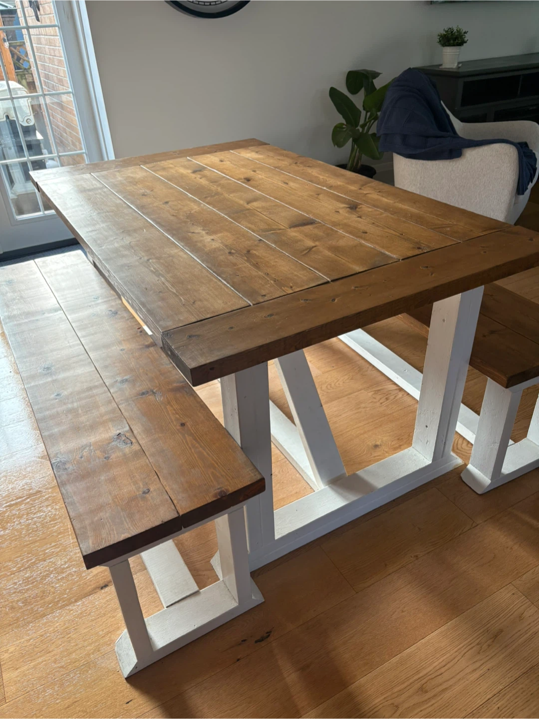 Farmhouse Dining Table and Bench Set