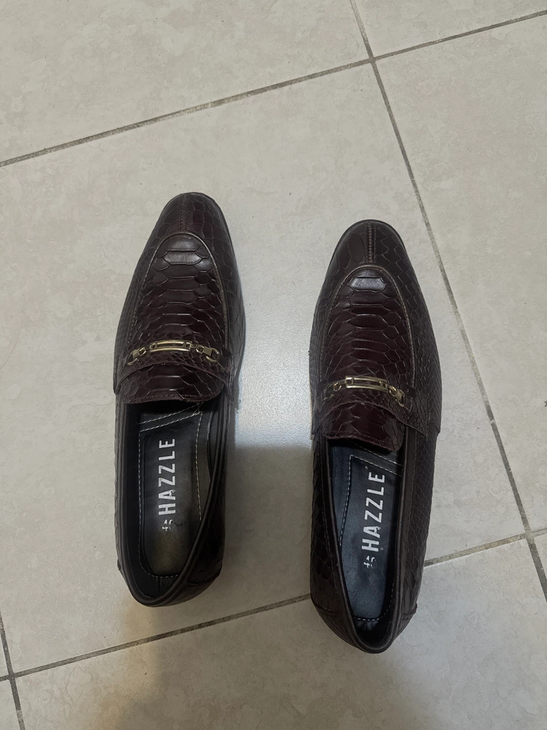 HAZZLE Brown Faux Snake Skin Loafer Shoes - photo 2