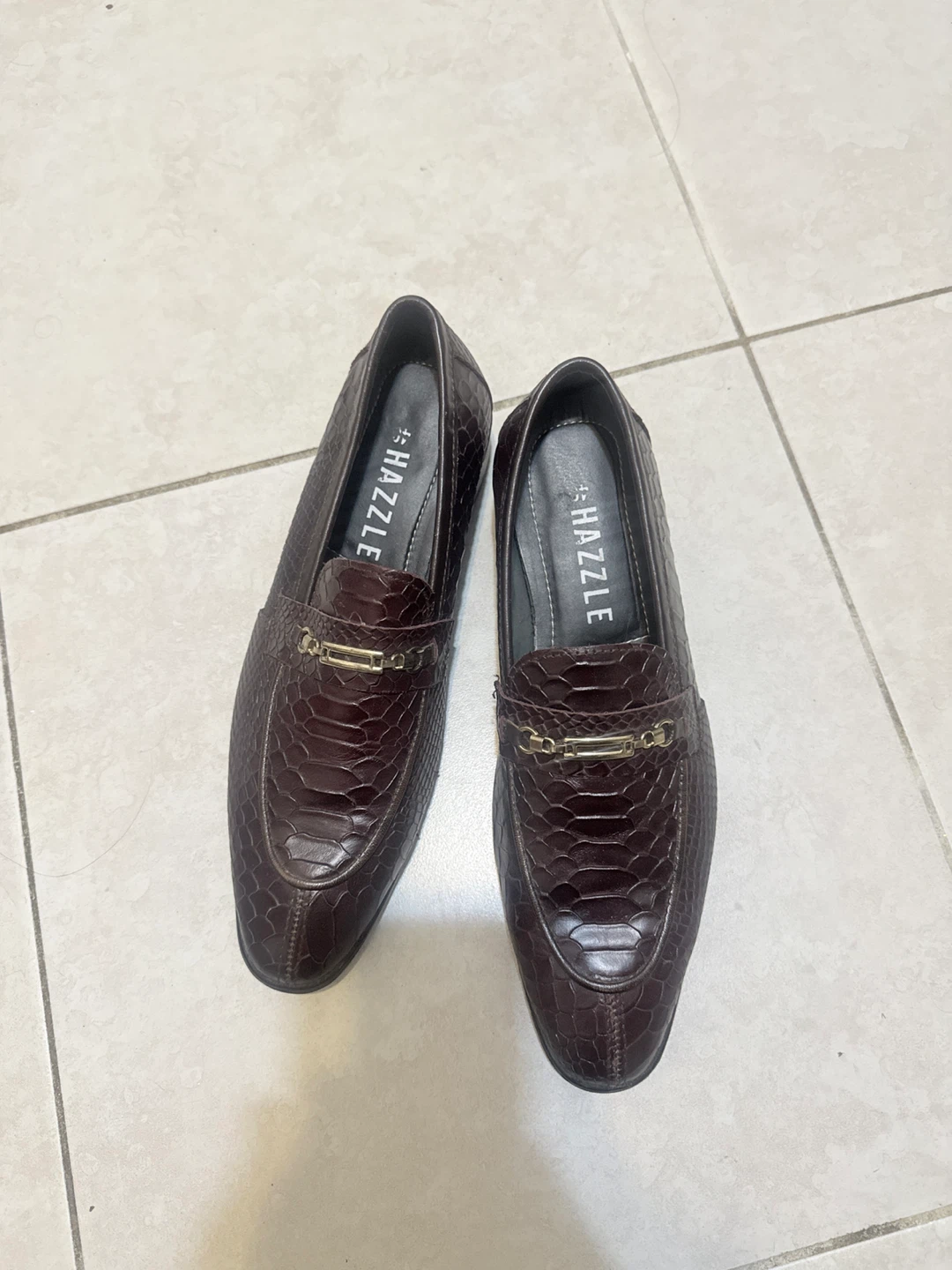 HAZZLE Brown Faux Snake Skin Loafer Shoes - photo 3