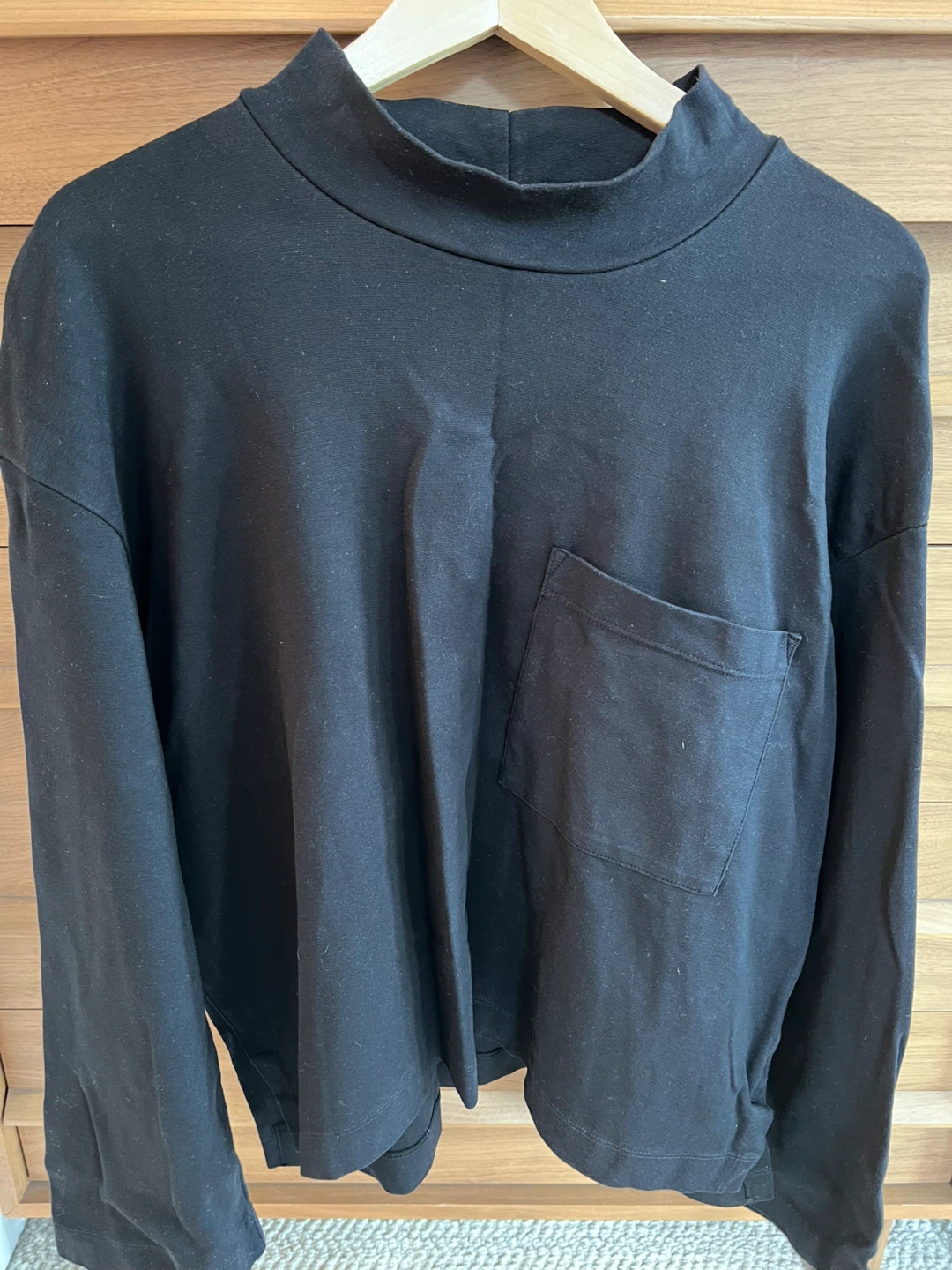 STATeSIDE Black Mock Neck Long Sleeve Pocket T-Shirt XL