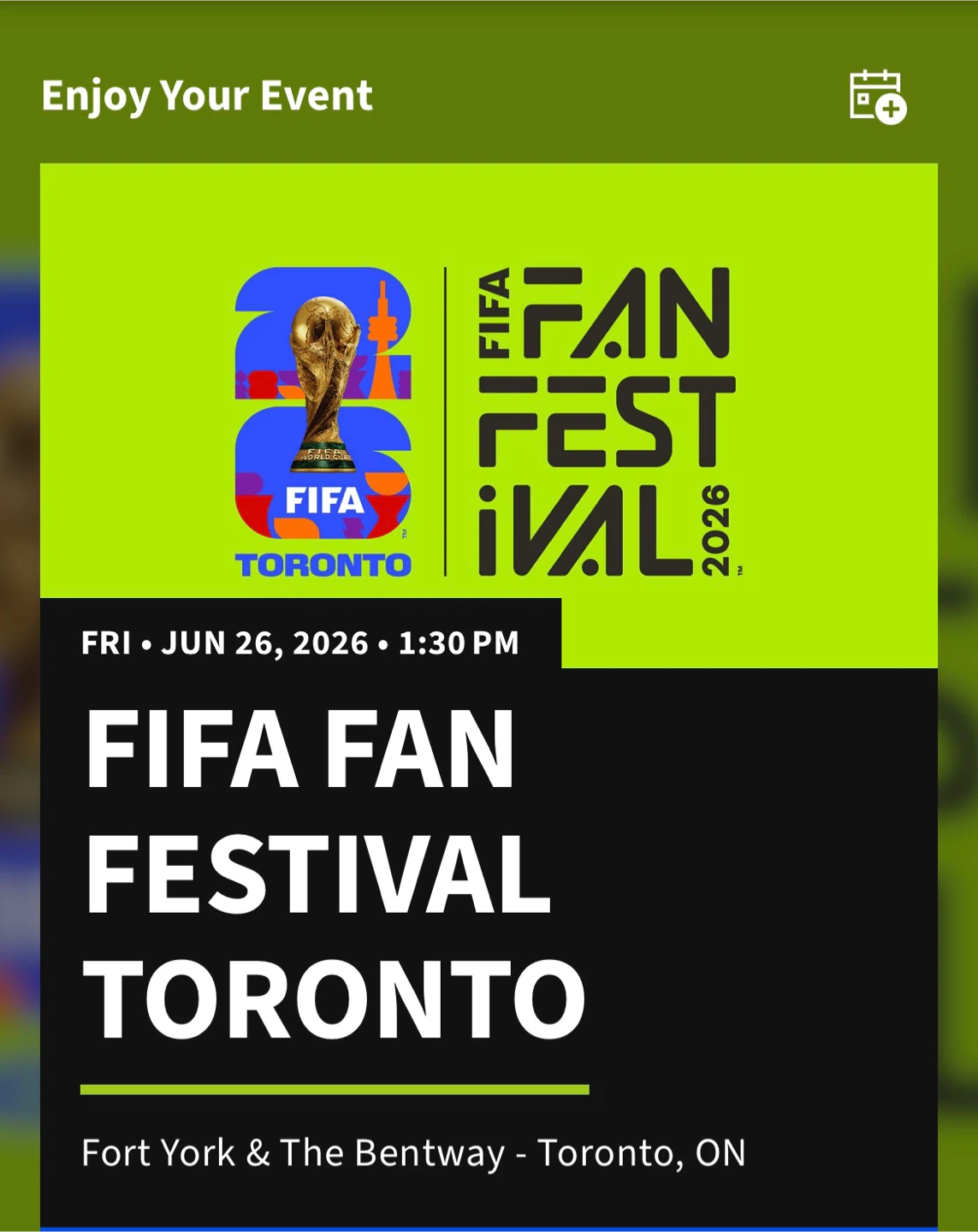 FIFA Fan Festival Toronto 2026 Ticket