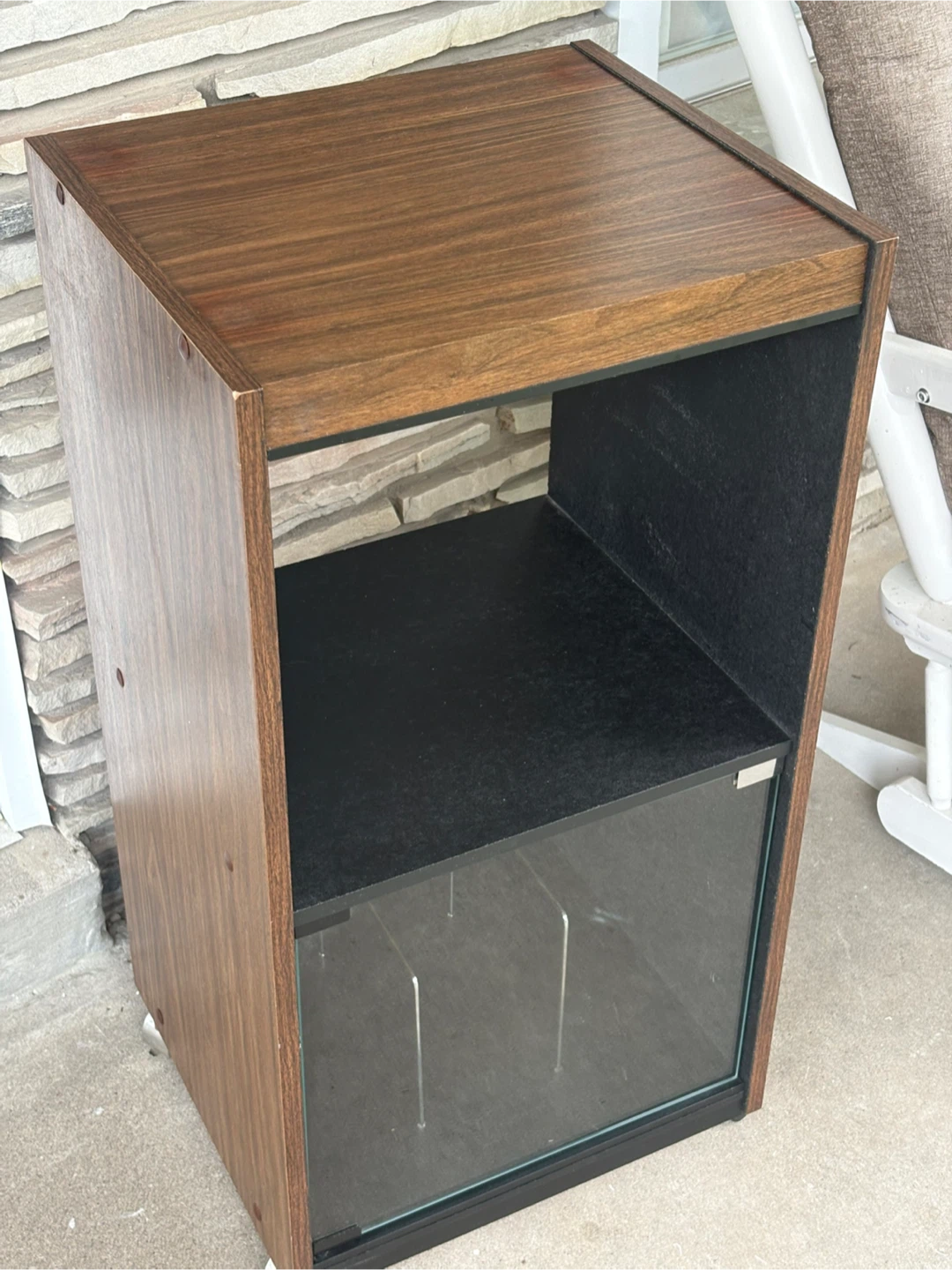 Wooden Media Storage Cabinet with Glass Door