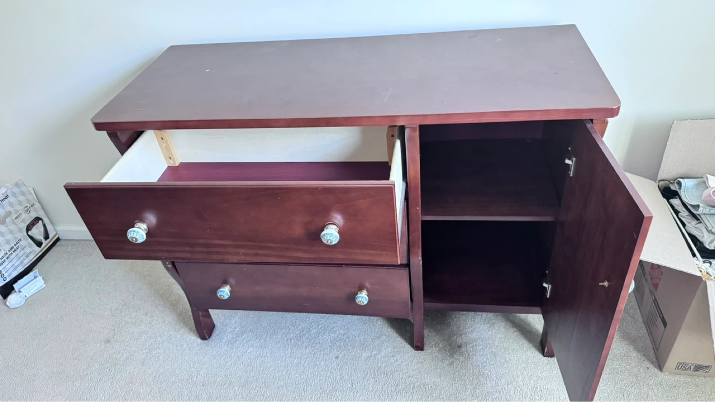 Wooden Dresser with Drawers and Cabinet