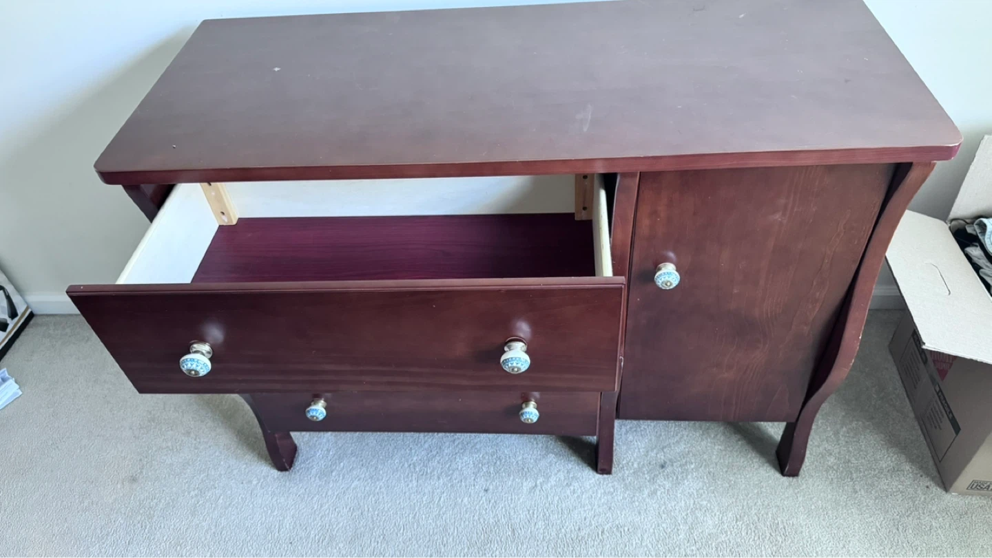 Wooden Dresser with Drawers and Cabinet - photo 2