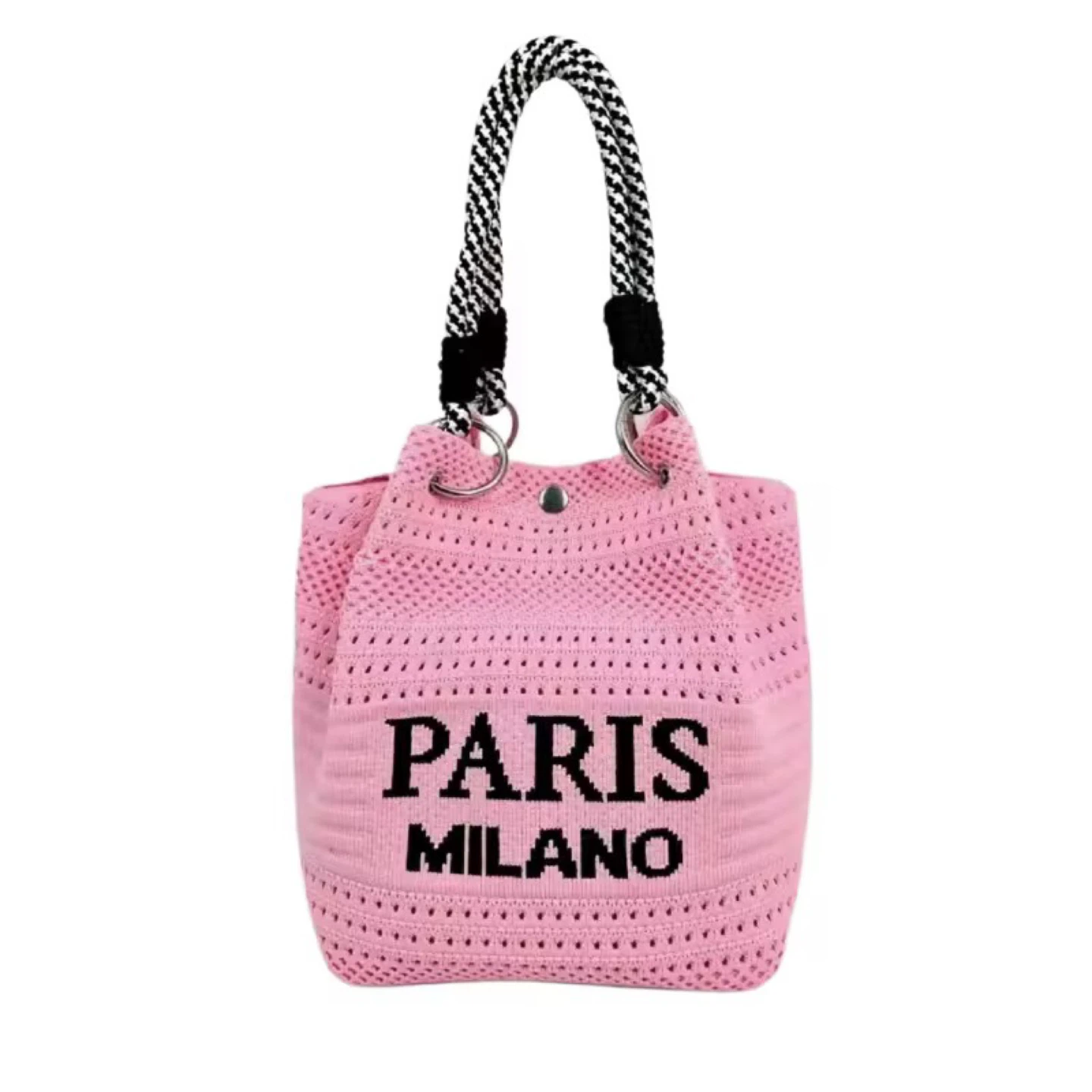 Pink "Paris Milano" Crochet Bucket Bag