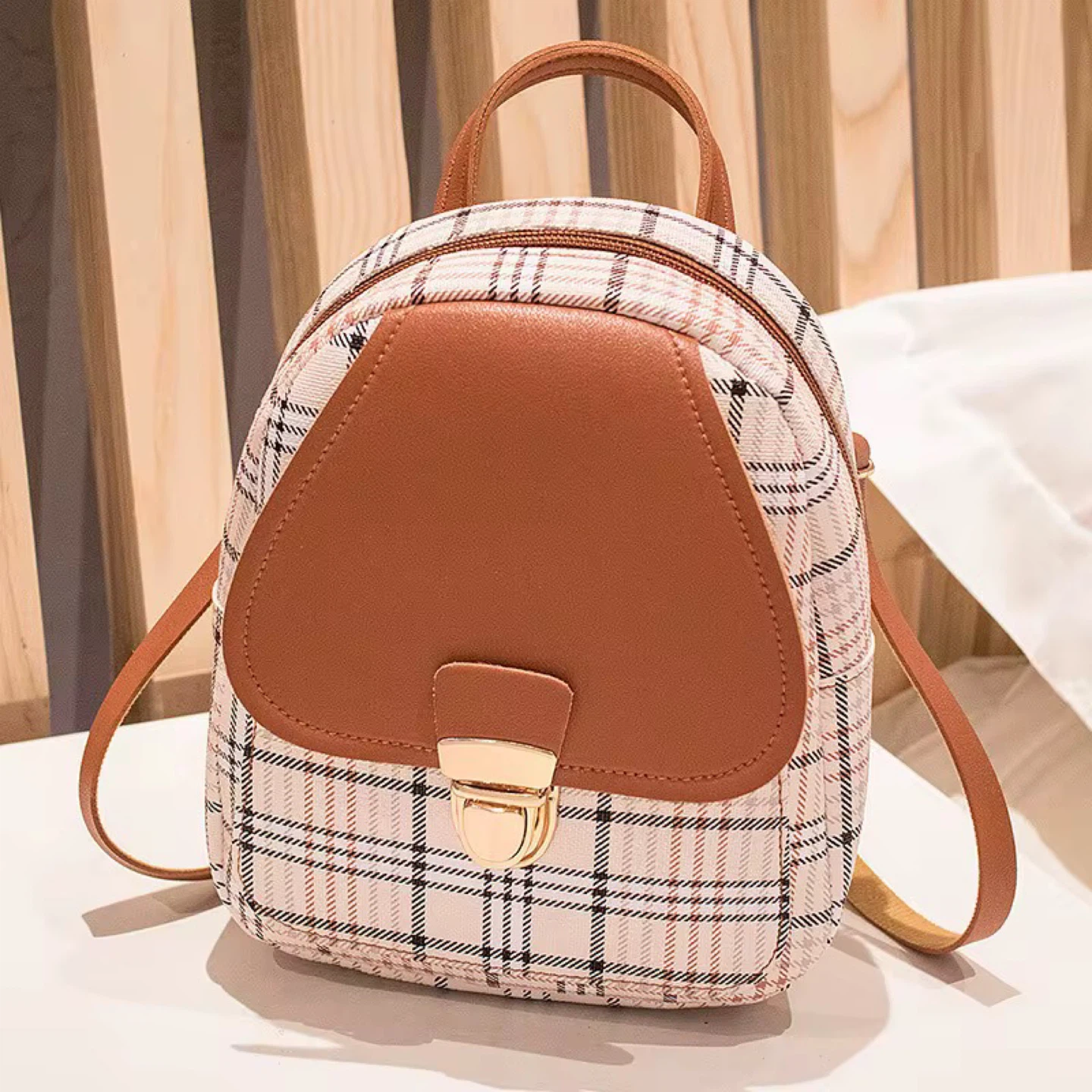 Plaid Mini Backpack