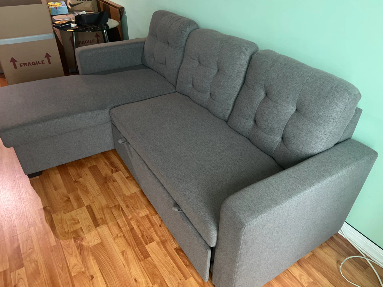 Grey Sectional Sofa Bed with Storage - photo 4