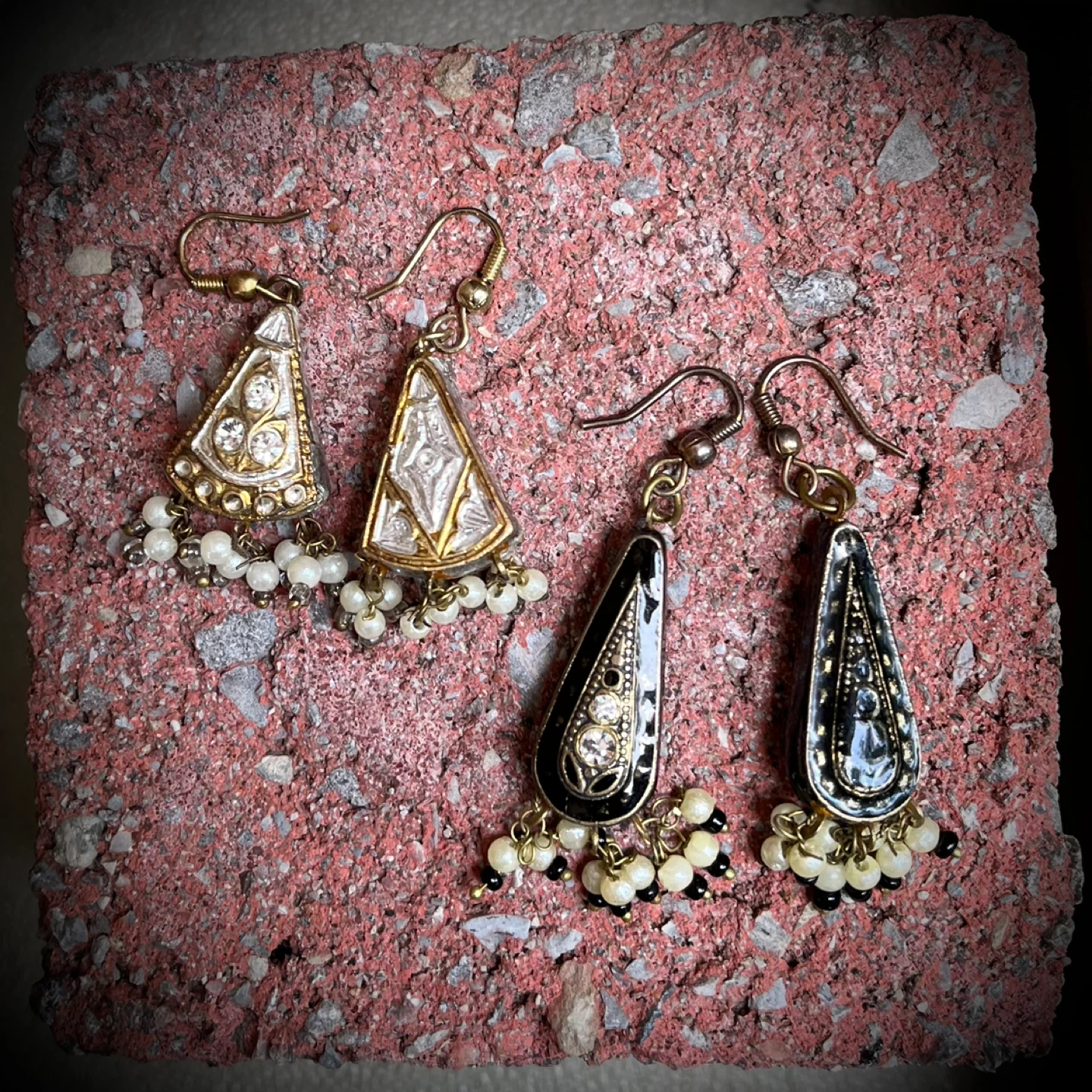 Boho Style Dangle Earrings with Faux Pearls