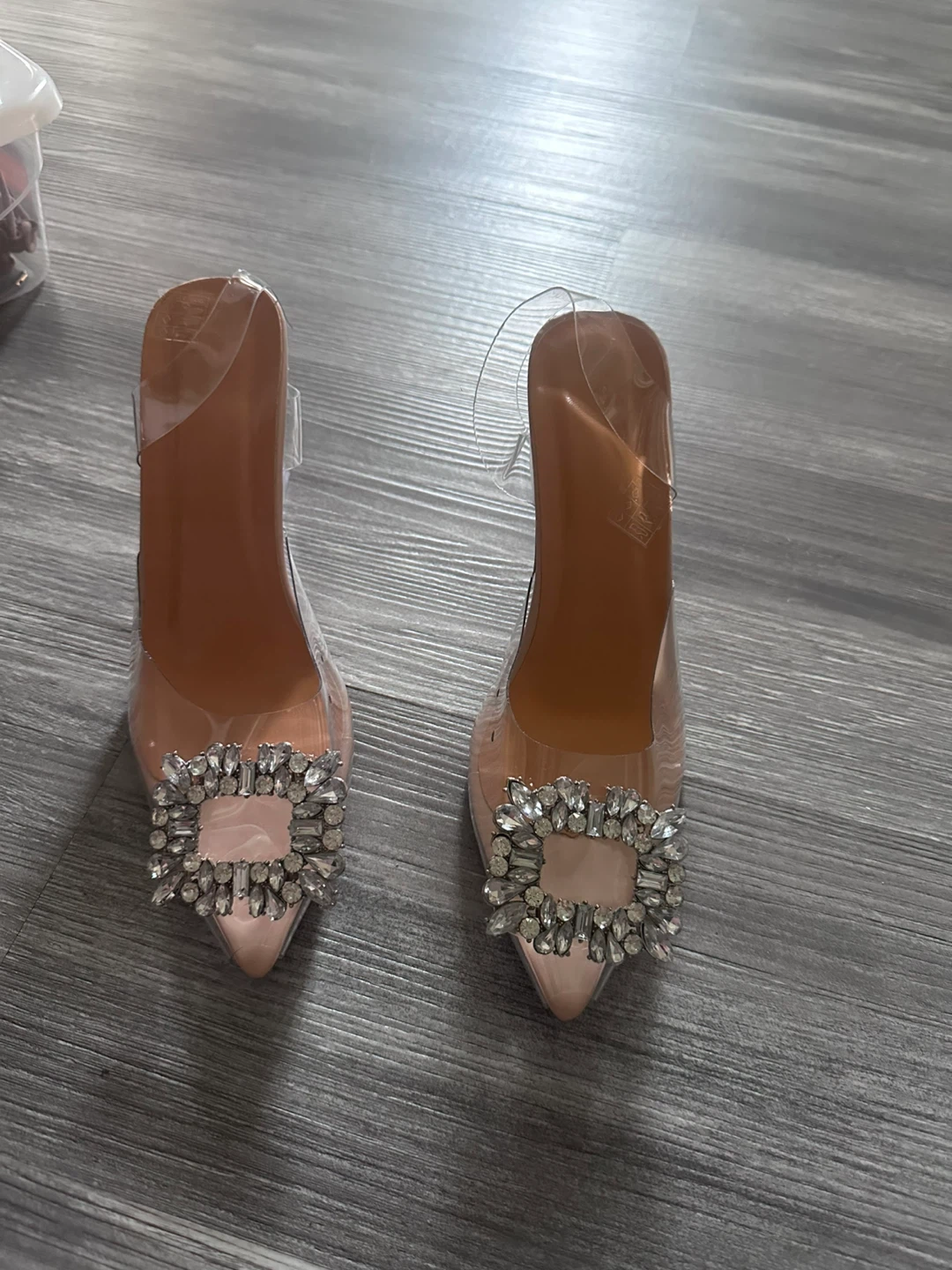 Clear Diamante Buckle Heels