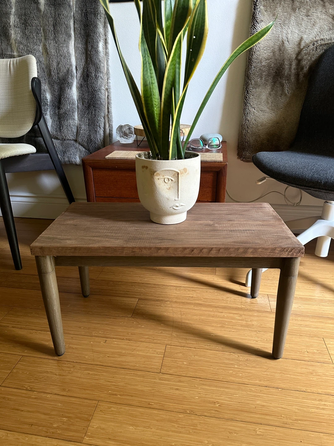 VINTAGE WALNUT RECLAIMED WOOD SIDE COFFEE PLANT STAND TABLE