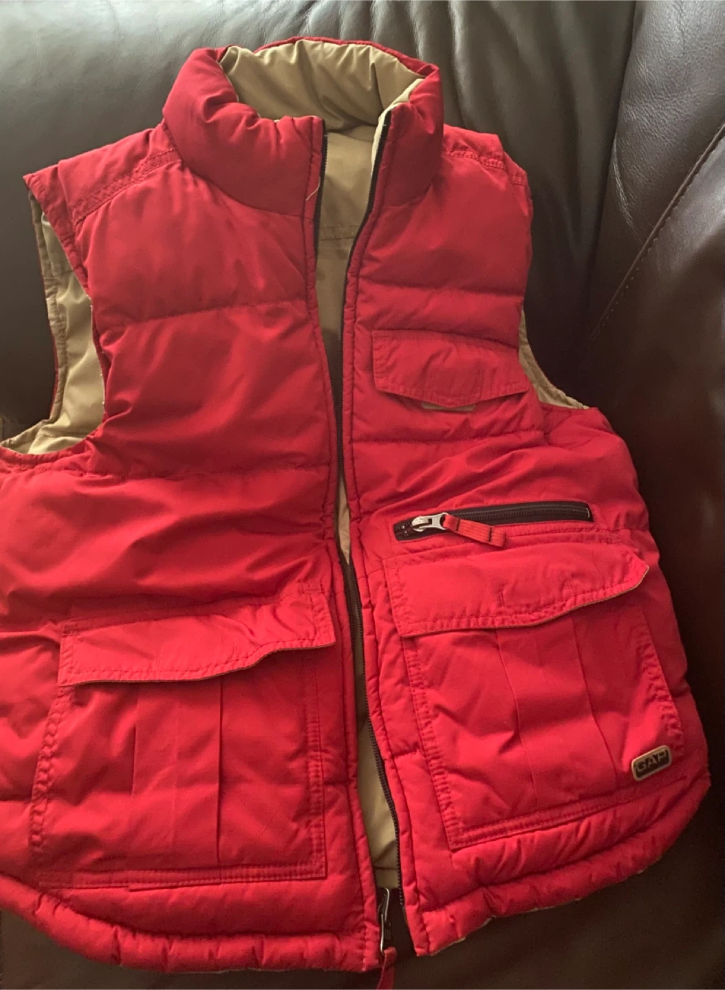 GAP Red Reversible Puffer Vest