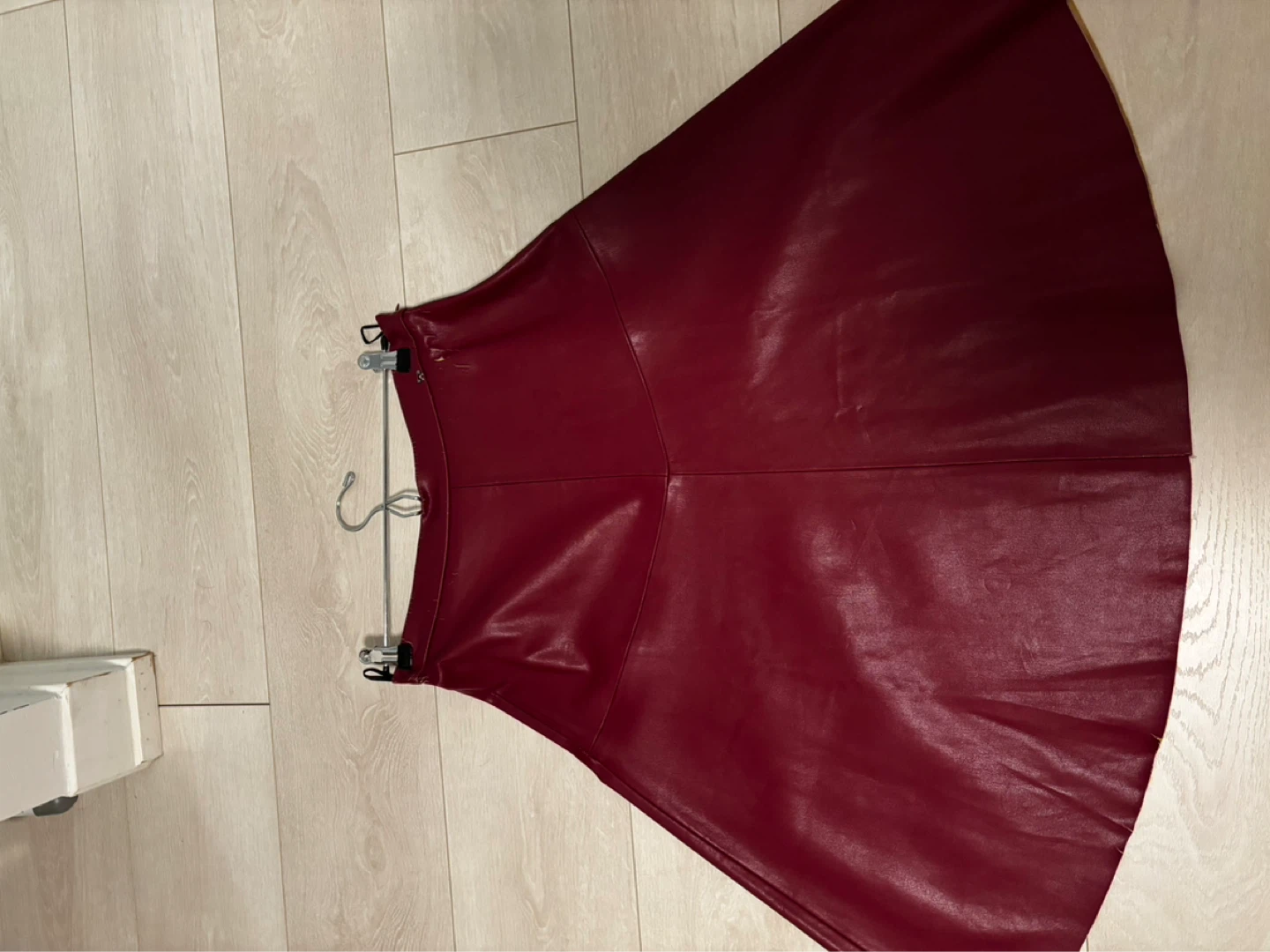 Red Faux Leather Midi Skirt - photo 4