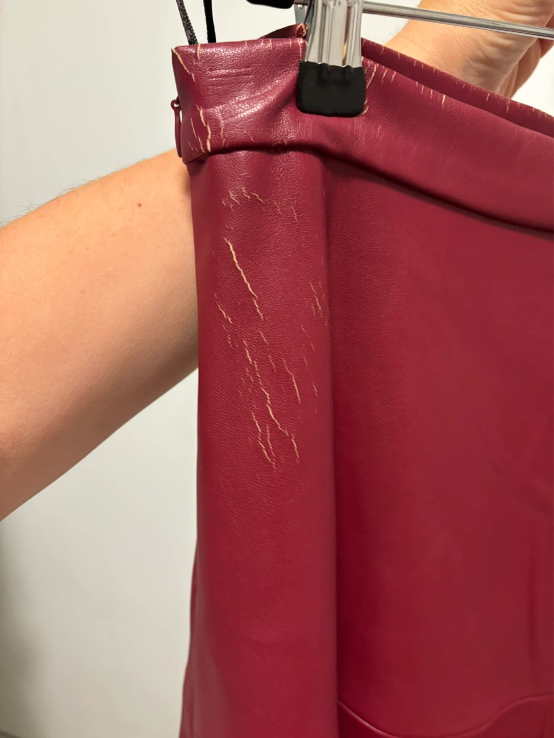 Red Faux Leather Midi Skirt - photo 3