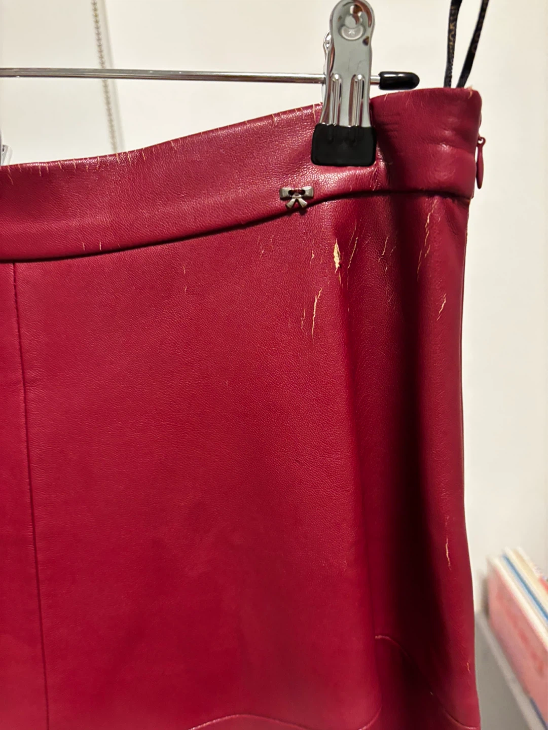 Red Faux Leather Midi Skirt - photo 2