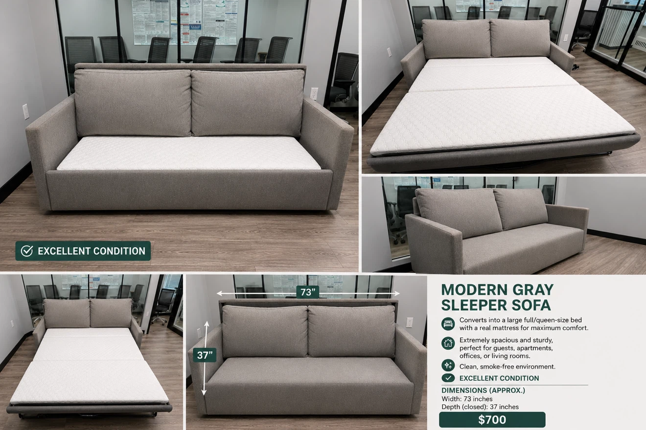 Sofa bed - HUGE Modern Gray Sleeper