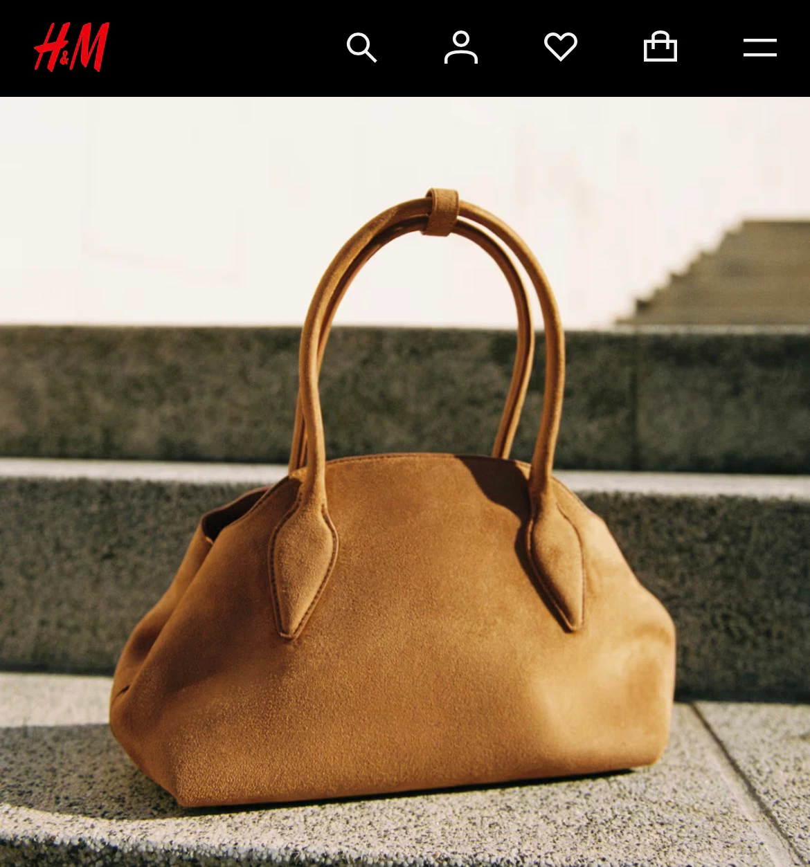 New H&M Dark beige Faux Suede Handbag with Strap