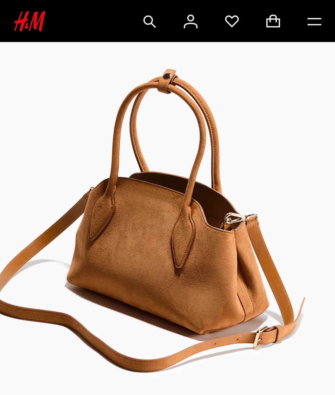 New H&M Dark beige Faux Suede Handbag with Strap - photo 5