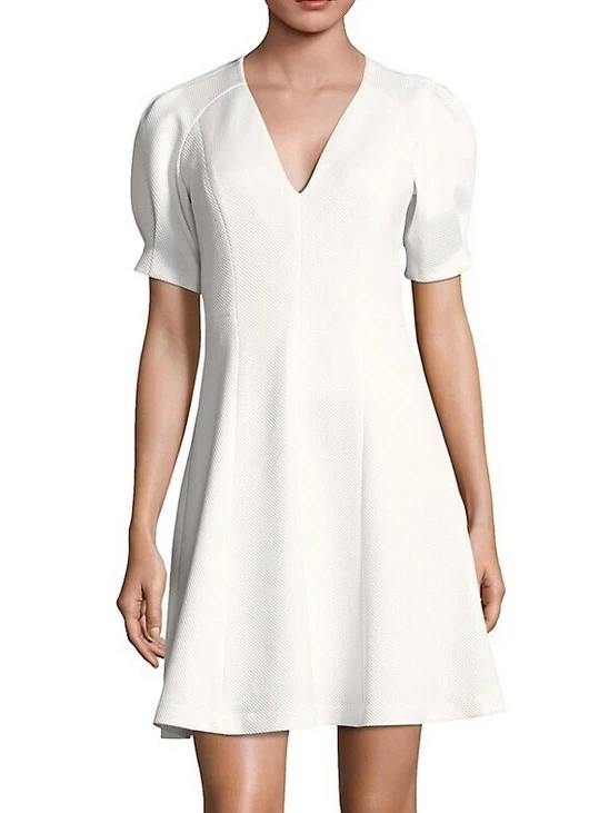 Rebecca Taylor Stretch Texture V-Neck Dress