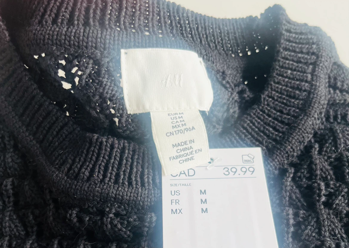 New H&M Black Pointelle Knit T-shirt - Size Small/Medium - photo 4
