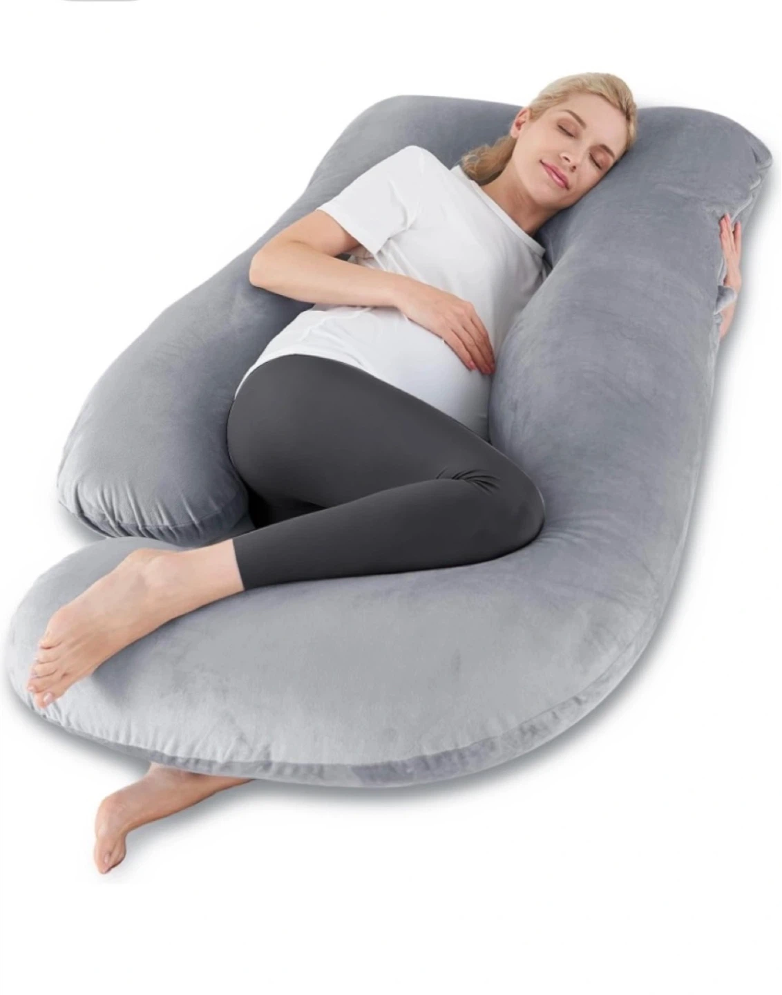 Grey U-Shaped Maternity Pillow