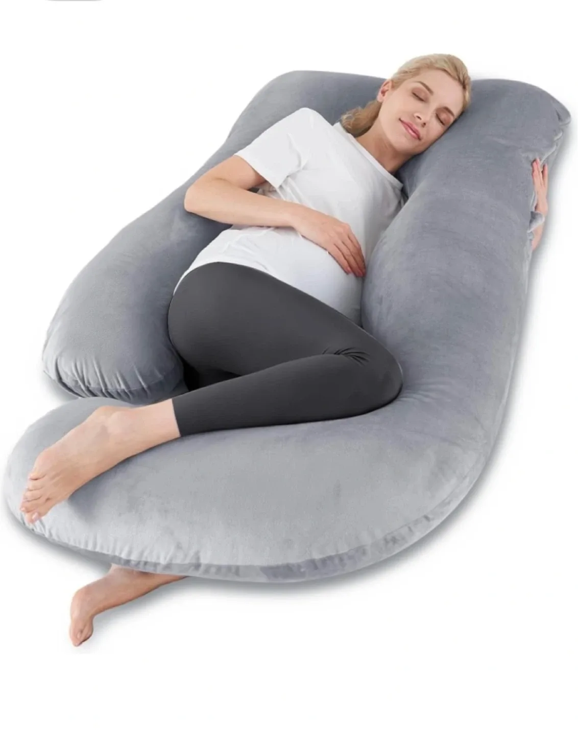 Grey U-Shaped Maternity Pillow