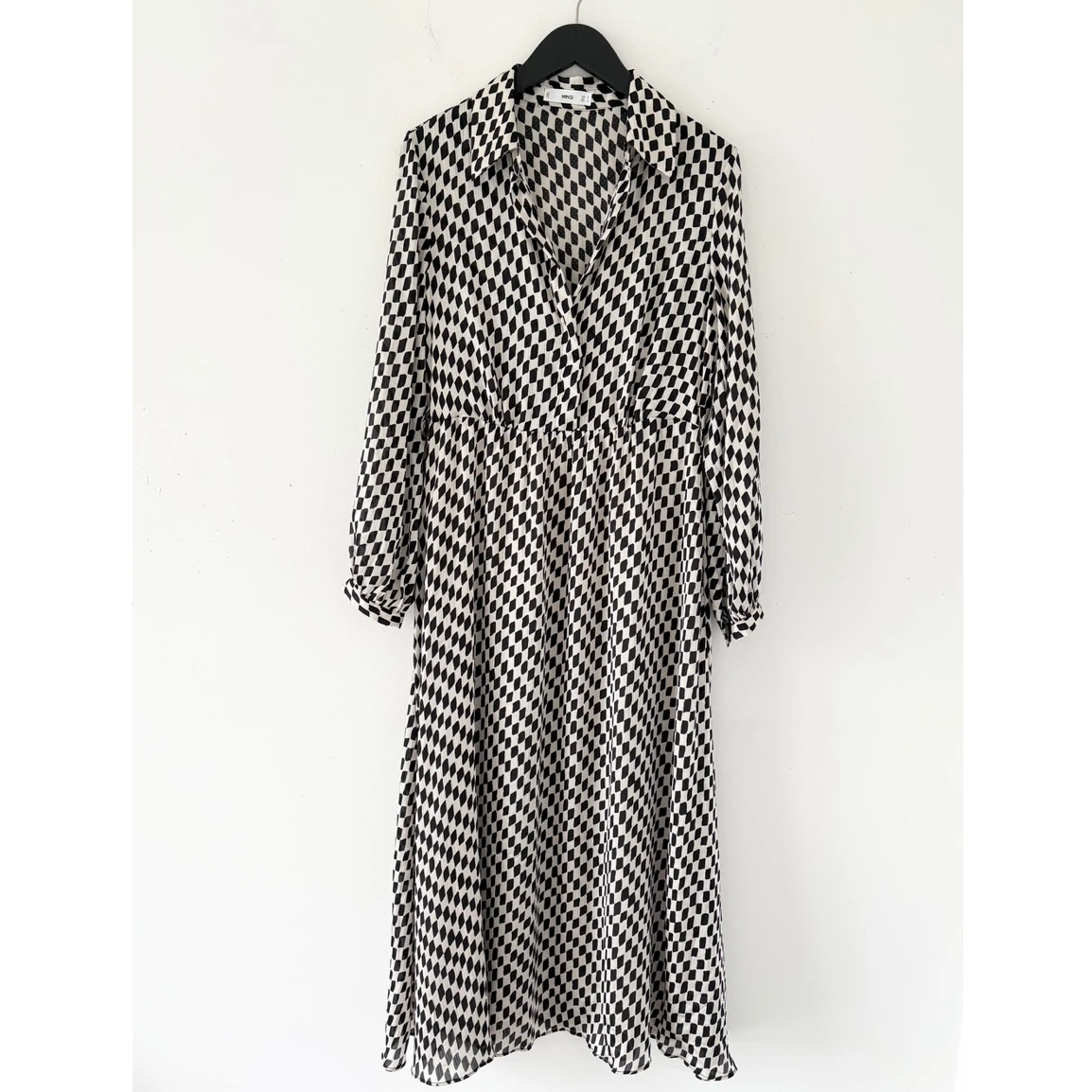 Mango Black & White Checkered Maxi Dress
