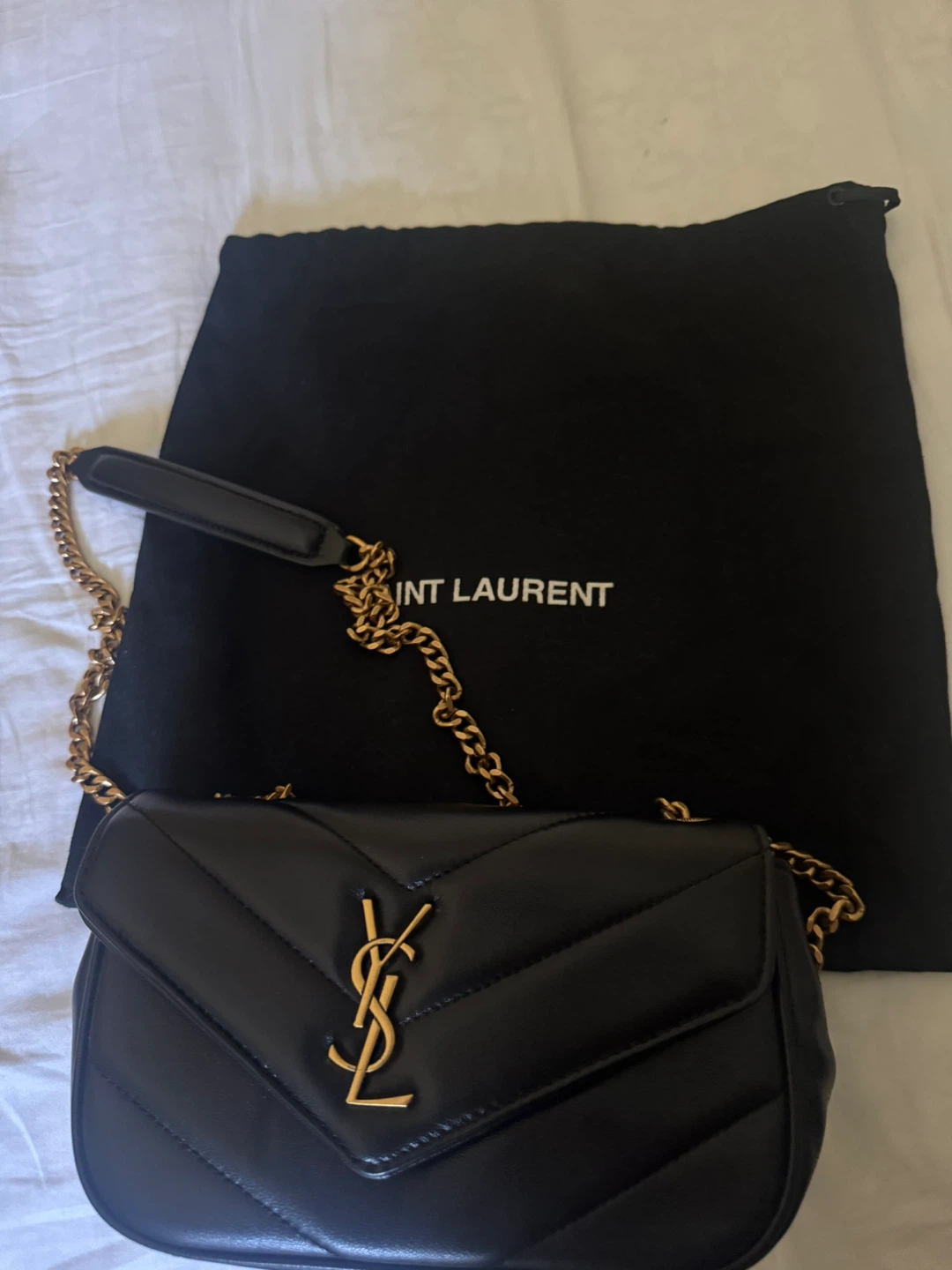 Saint Laurent Black Leather Chain Shoulder Bag